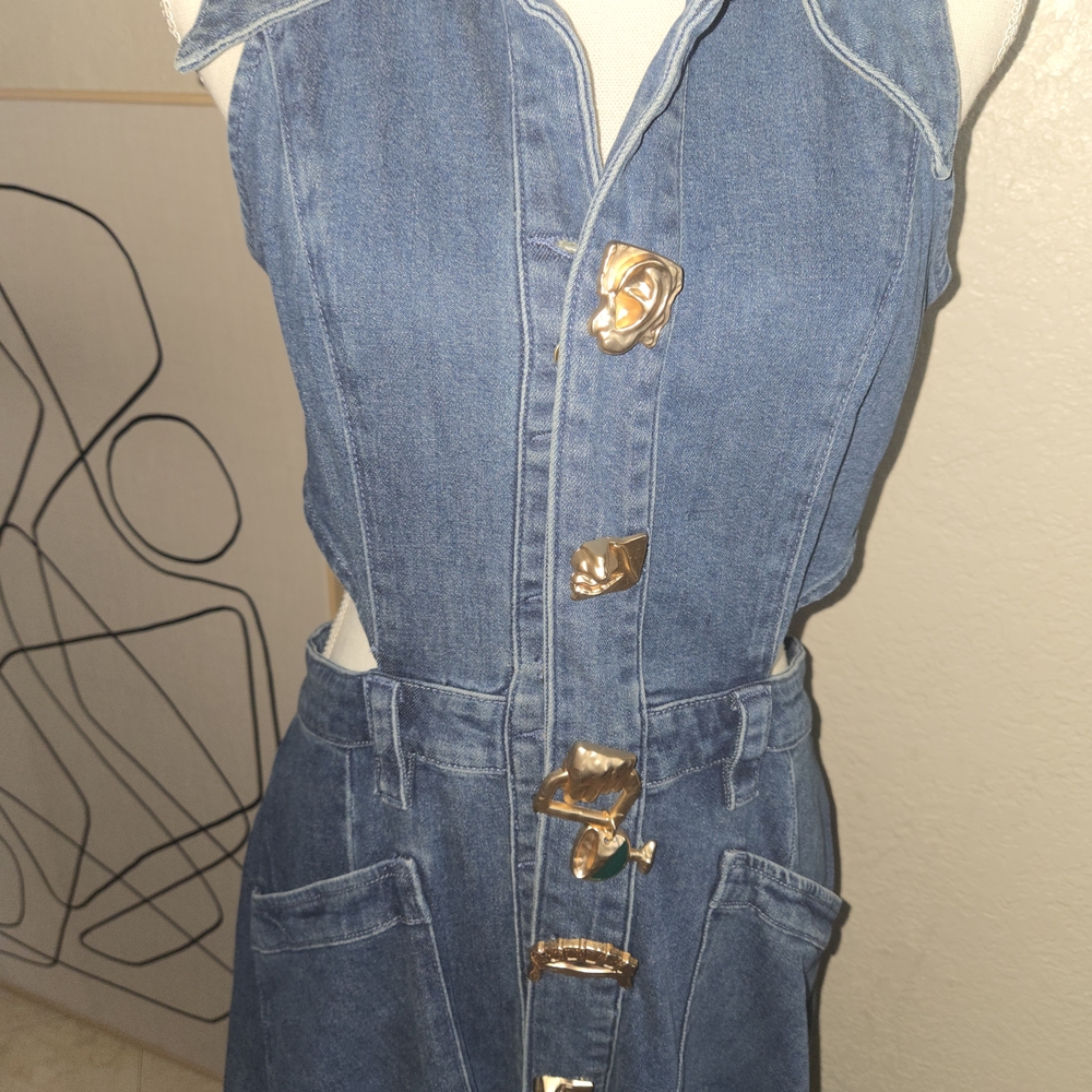 Urban Revino Denim Cutout Maxi Dress - Blue size 10 - Picture 7 of 12